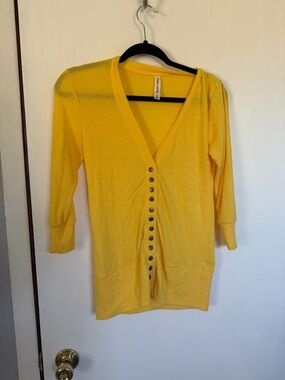 Zenana Outfitters Bright Yellow V-Neck Cardigan